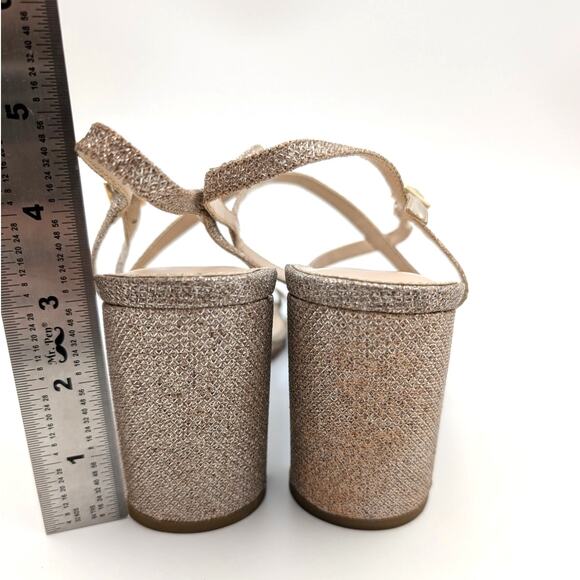 Pelle Moda Noreen Gold Glitter Strappy Block Heels Women's Size US7M EU38 - Picture 4 of 9